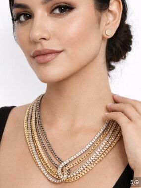 Two-Tone Layered Chain Necklace in Gold and Silver